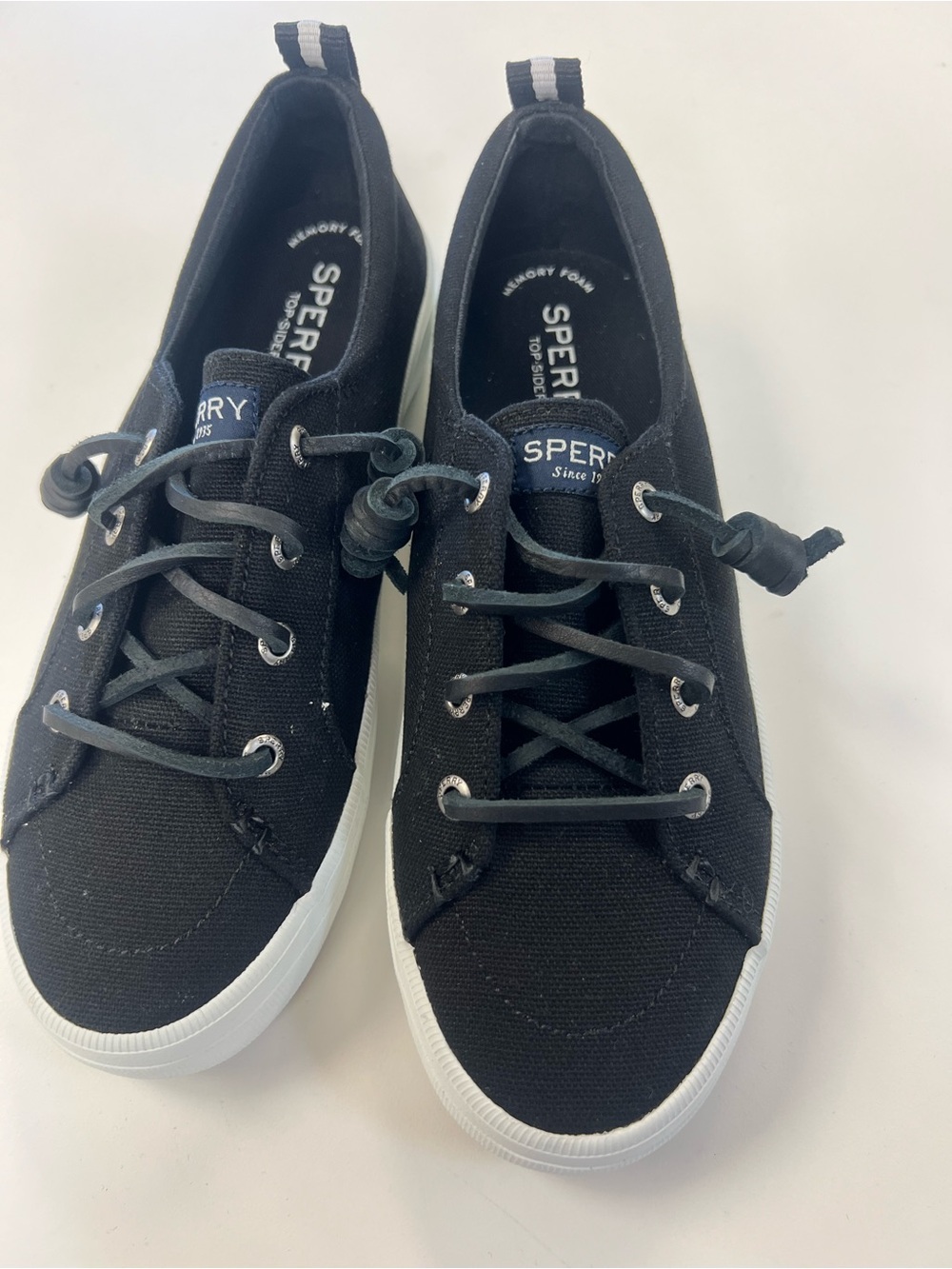 Sperry Black Canvas Low-Top Sneakers with White Soles